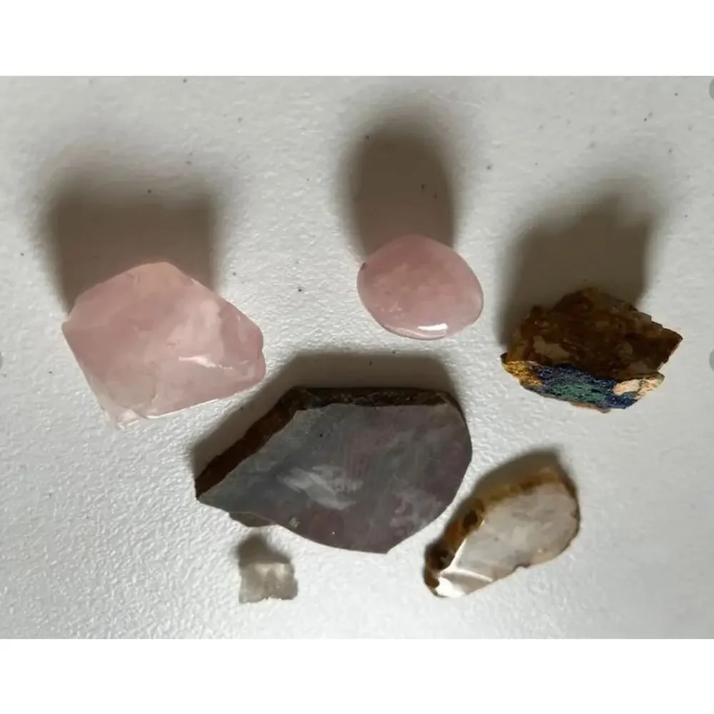 Mixed lot Crystal Mineral Collection Rose Quartz Azurite Malachite Quartz Geode